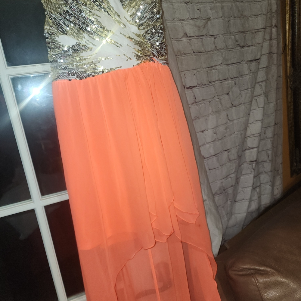 Sequin Hearts Gold and White Sequin Dress